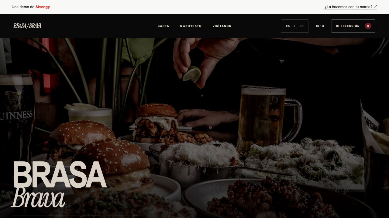 Vista de la web de demostración Brasa Brava