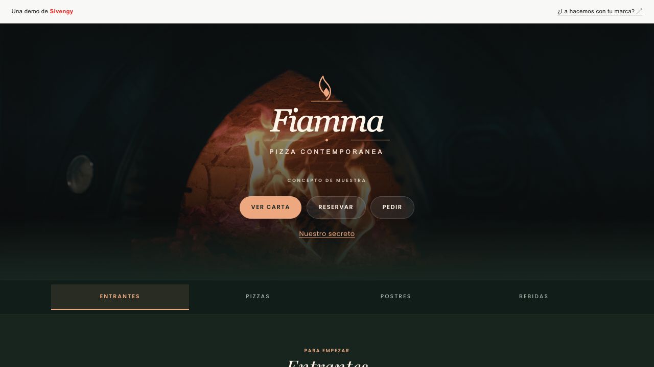 Vista de la web de demostración Fiamma